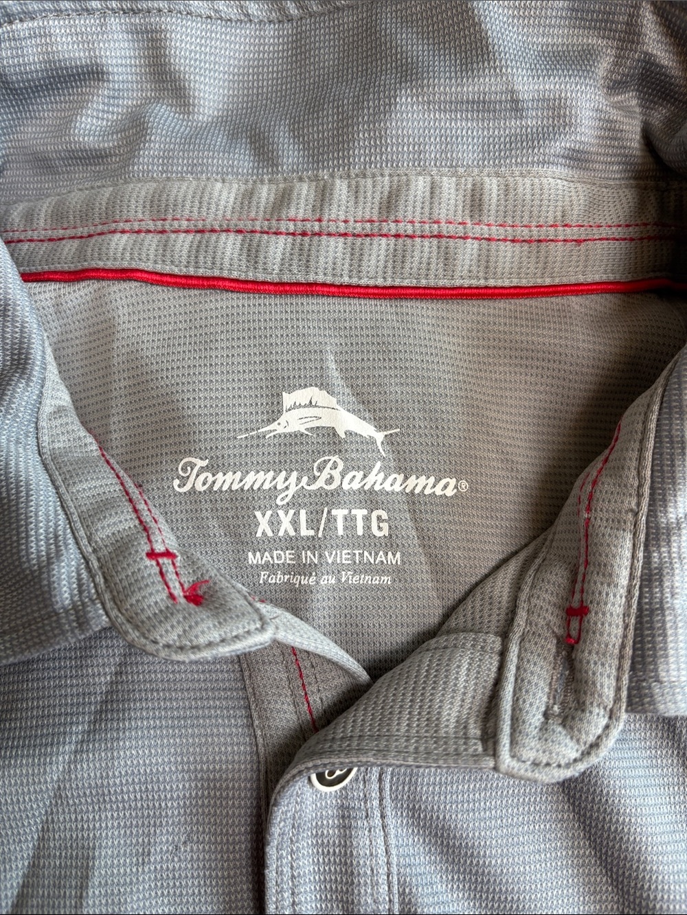 Tommy Bahama Gray Polo with Red Trim